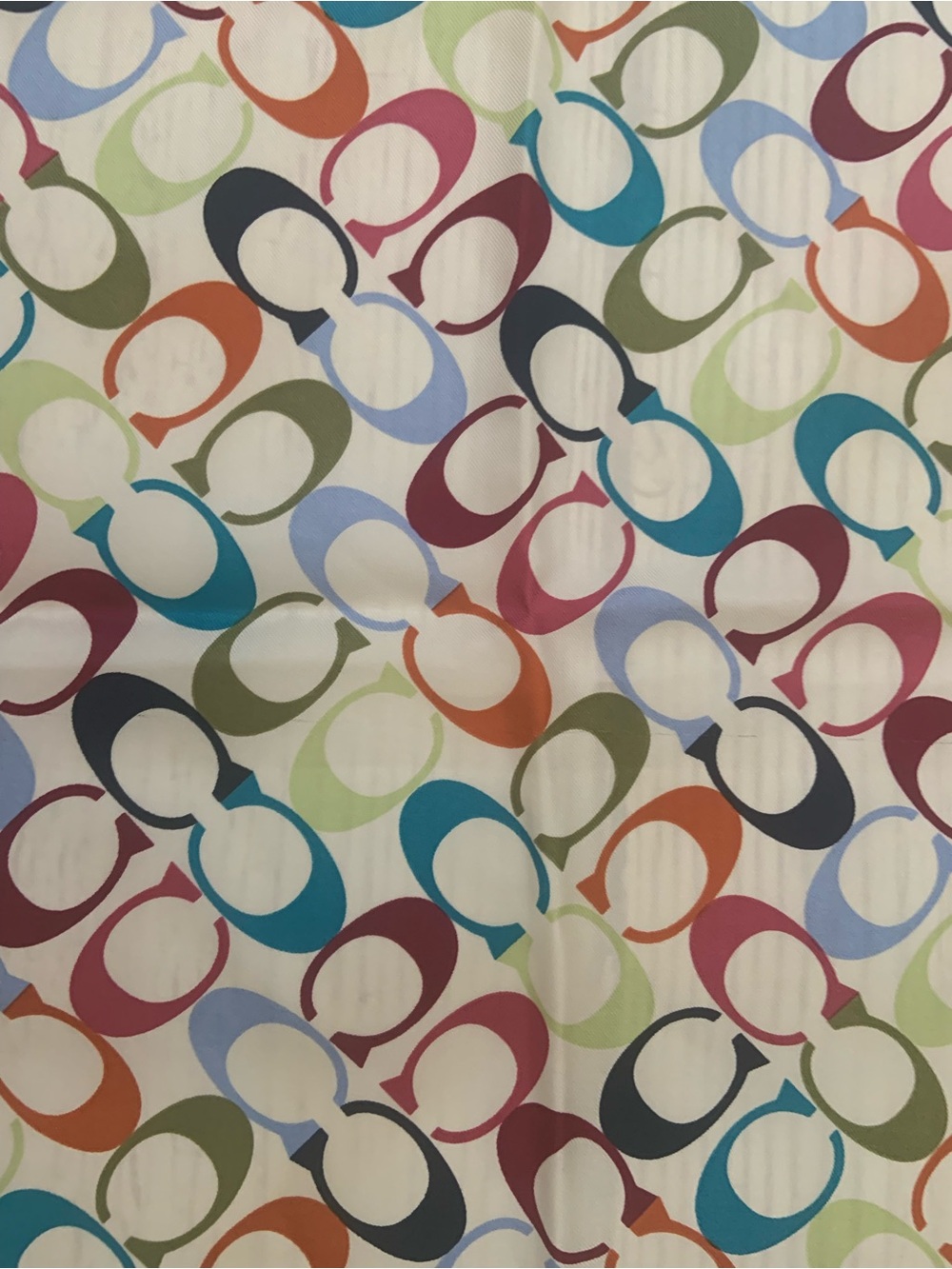 Coach Vintage 100% Silk Signature Monogram Multicolor C Square Scarf